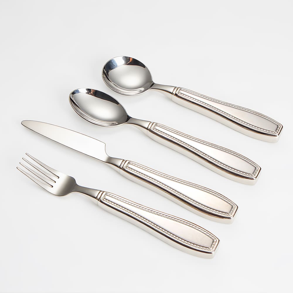 Close-up of different types of adaptive silverware handles